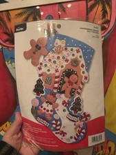 Gingerbread Dreams Bucilla Stocking Felt Christmas Kit NEW