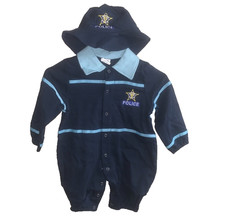 Police baby infant costume Sz 9-12 months new one piece hat