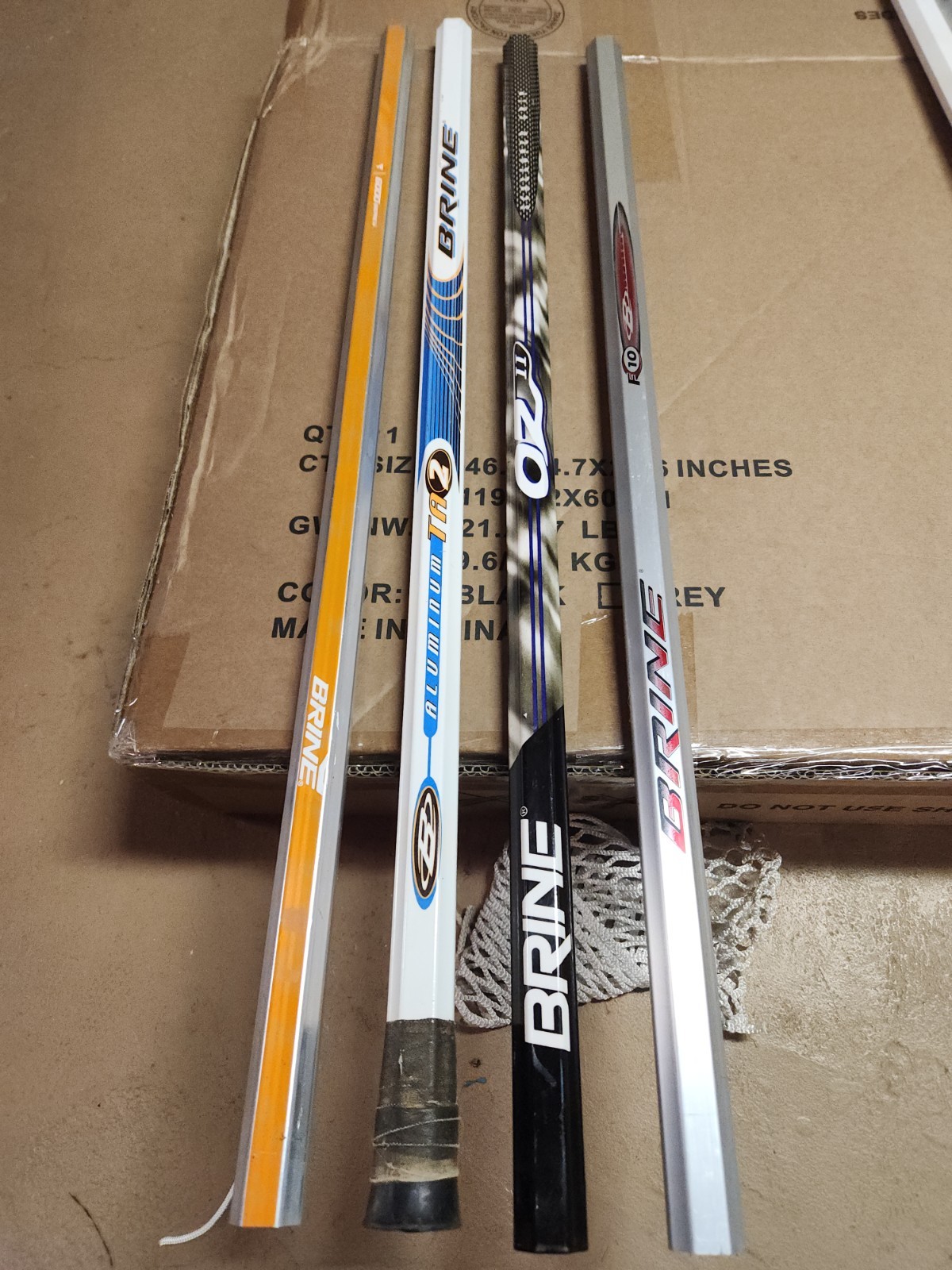 Vintage Brine Lacrosse Shafts, 1-6000, 1-Oz2, 1- F10, And 1-TA2 Lacrosse Shafts.