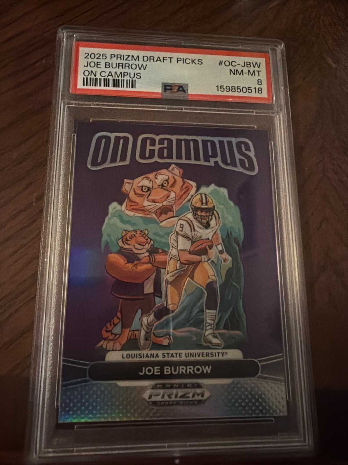 Panini 2025 Prizm Draft Picks Joe Burrow On Campus OC-JBW PSA 8 LSU