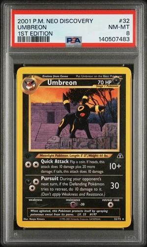 2001 POKEMON NEO DISCOVERY 1ST ED #32 UMBREON PSA 8