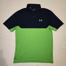 Under Armour The Performance Polo Men's Size M Green and Blue Golf Short Sleeve