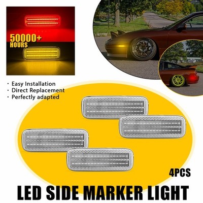 Side Marker Lights Clear For 1989-1994 Nissan 240SX S13 Front Amber Rear Red EXC