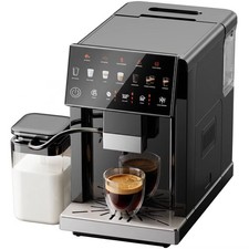 EUHOMY 20 Bar Automatic Espresso Machine with Grinder for 15 Settings Black