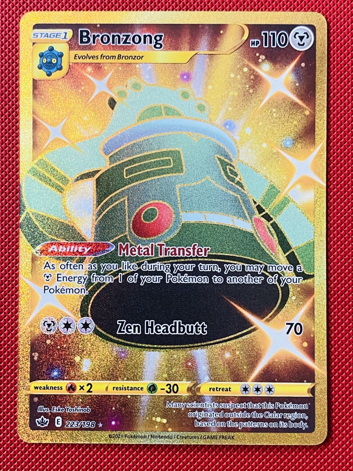 Pokémon Bronzong Secret Rare Holo Swsh06 Chilling Reign 223/198 HP 110 Card