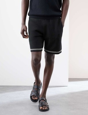 Marks & Spencer Mens Cotton Embroidered All Purpose Shorts in Black - M&S