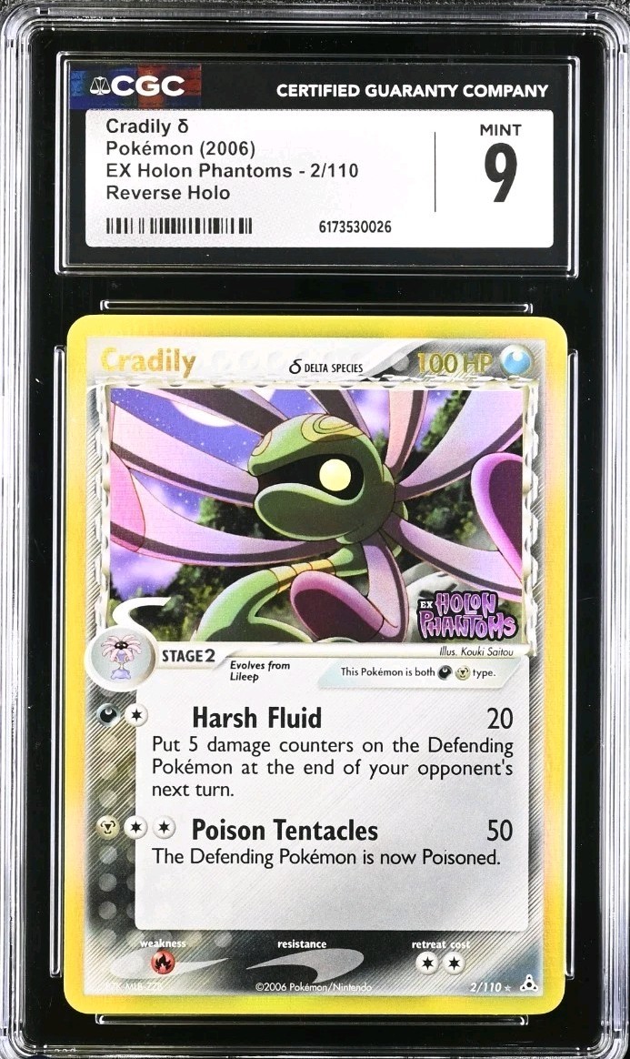 Cradily 2/110 Ex Holon Phantoms Reverse Holo Stamped Pokemon CGC 9 MINT