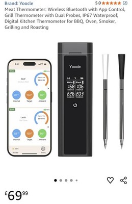 Kabelloses Bluetooth Fleischthermometer, zwei Sonden SMART kabellos