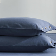 100 Washed Cotton King Pillowcases Set, 2 Pack Linen-Like Texture Breathable Pi