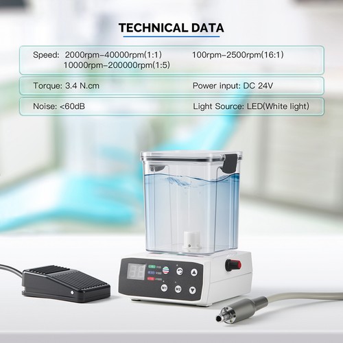 Motore elettrico led dentale con alimentazione acqua adatto 16:1/1:5/1:1 manipolo tipo ISO-E  - Foto 15 di 43