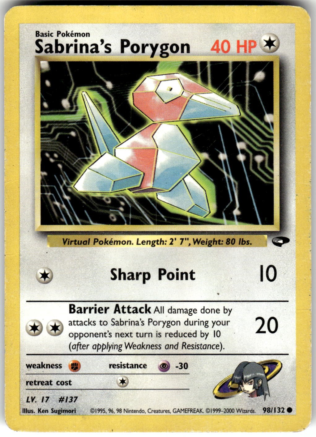 Sabrina's Porygon 98/132 Gym Challenge Pokemon MP Fast Ship
