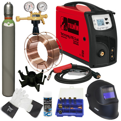TELWIN TECHNOMIG 215 DUAL im SET 2, WIG MIG/MAG Elektrode Schutzgas Schweißgerät