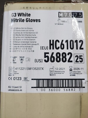 Kimberly-Clark Kimtech 56882 G3 White Nitrile 1000 Gloves Size M