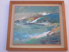 MYUNG S YOU CHINESE MODERNISM VINTAGE ABSTRACT EXPRESSIONISM COASTAL LANDSCAPE