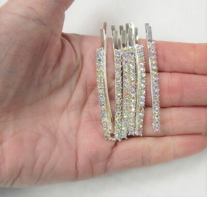 6 PCs Silver Clear Rhinestone Bobby Pins Wedding Bridal Pageant Trendy Hair Pins