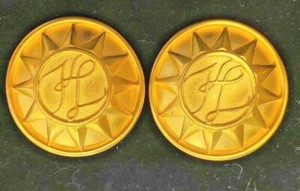 Authentic Vintage Karl Lagerfeld Sun Dial Gold Plated Clip Earrings
