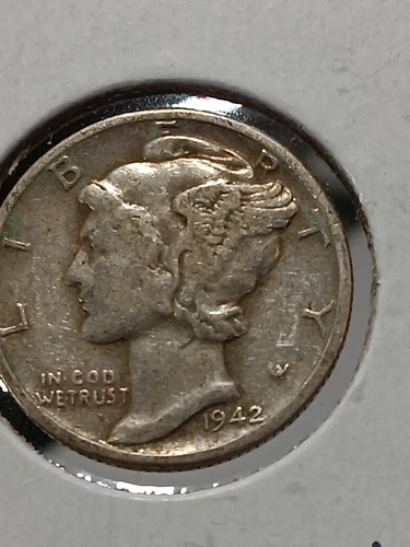 1942-Mercury Silver Dime XF/AU Choice  90% Silver 10c.   O/168