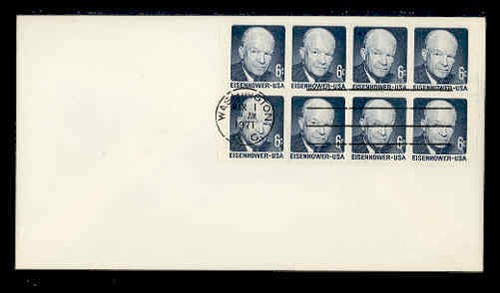 1393ae 6c EISENHOWER DULL GUM BOOKLET PANE of 8 FDC - UNCACHETED