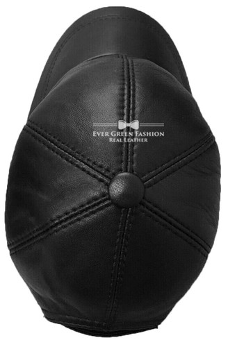 BASEBALL Golf BLACK Men's Women 100% Real Soft Leather Hip Hop CLASSIC Cap Hat - Picture 4 of 5