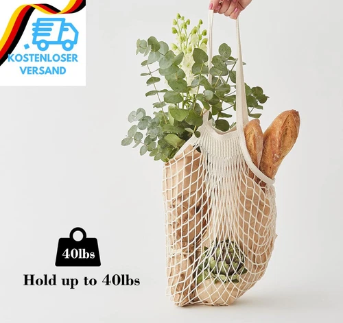 Ilauke 5 Piece Shopping Bag Mesh Reusable Shopping Bag Mesh Cotton- - Bild 4 von 10