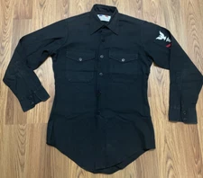 Flying Cross Shirt Mens 36 Navy USN Corpsman Patch Black Military Uniform Vintag