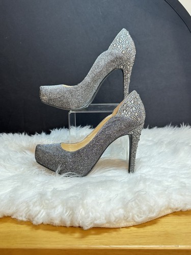 Jessica Simpson Silber Strass verziert 4 1/2" Stiletto Heels Größe 6 1/2 - Bild 6 von 12