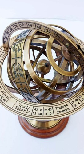5" Astrolabe Zodiac Brass Vintage Nautical Armillary Globe Collectible Gift Item - Picture 5 of 7