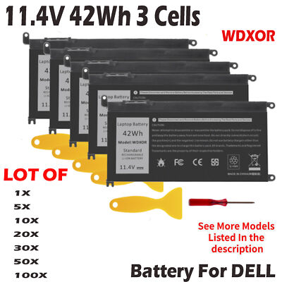  LOT 1-100x WDX0R WDXOR Battery For Dell Inspiron 13 5368 5378 5379 7368 7378