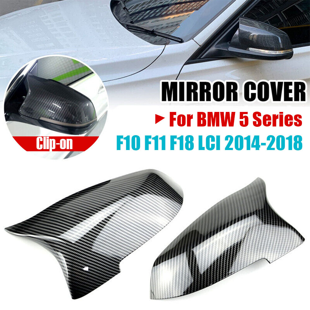 Real Carbon Fiber Side Mirror Cover Caps For BMW F10 F11 5-Series 2014-2018 – HDC Autosports - View #3