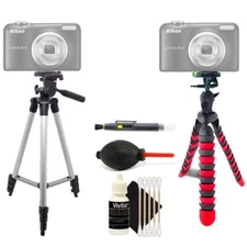 Tall Tripod + Flexible Tripod + Cleaning Accessory Kit for Nikon D7000 and D7200