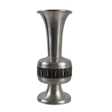 Vintage Selandia Pewter Norway 7.25" Footed Vase Mid Century Modern Style