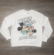 Disney Primark Mickey Mouse Adventure White Sweatshirt Sz. Sm Read 