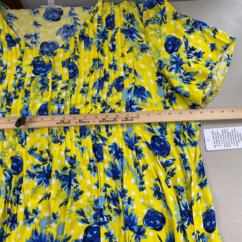 Woman Within Maxi Dress Womens 32W Yellow Blue Floral Polka Dot Cottage core NEW - 第 7/14 張圖片