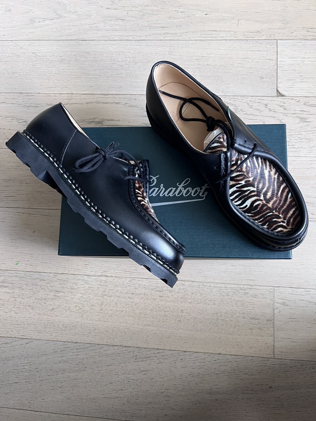 SAOLA Scarpe Stivali Paraboot Michael Derby Made In France 10 5 9 5 Alden Nero Tigre