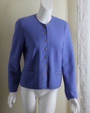 Geiger 36 4 6 Charming Blue Boiled Wool Lightweight Blazer Jacket Lux Lovely