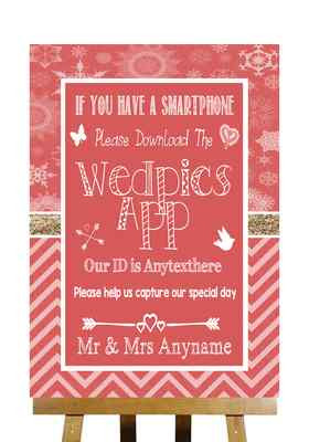 Rot Winter Weihnachten Wedpics App Fotos personalisiert Hochzeit Schild