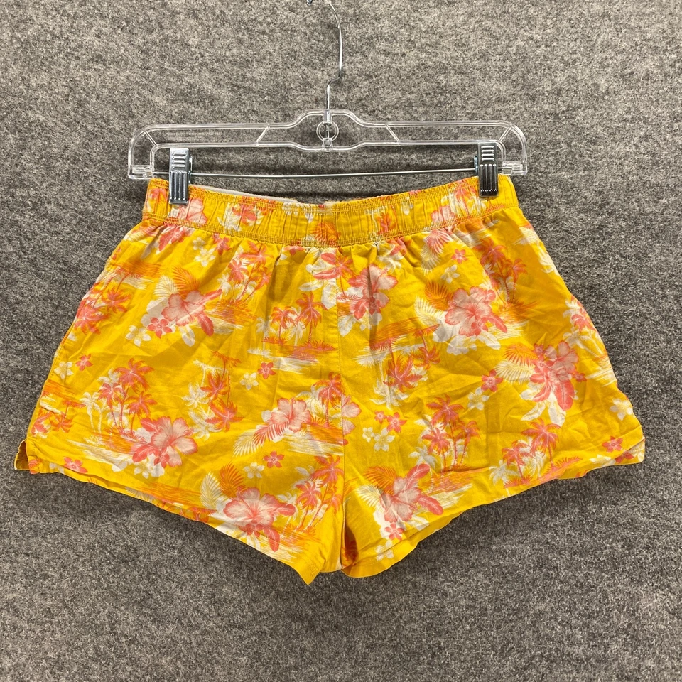 Розовые шорты для сна женские XS оранжевые с цветочным рисунком эластичные на талии повседневные - Изображение 2 из 4