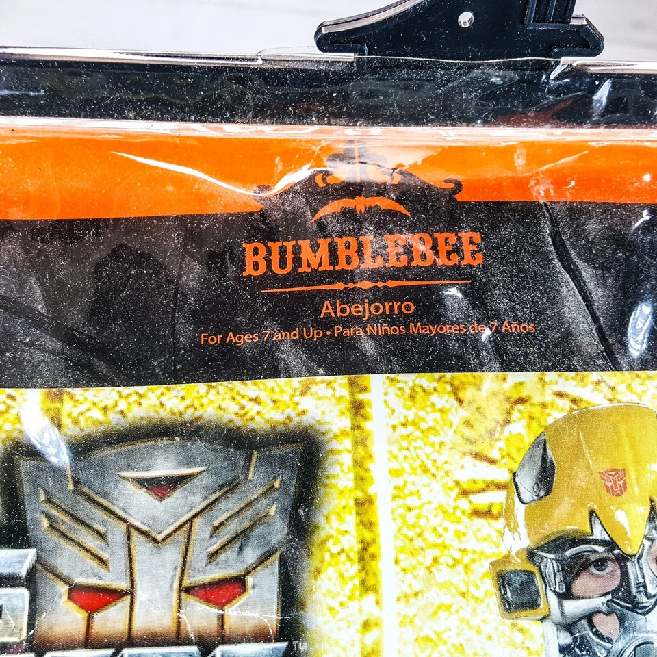 Disfraz de película Transformers Bumblebee mono y máscara amarillo MED 7-8 niños niñas Foto 4 de 4