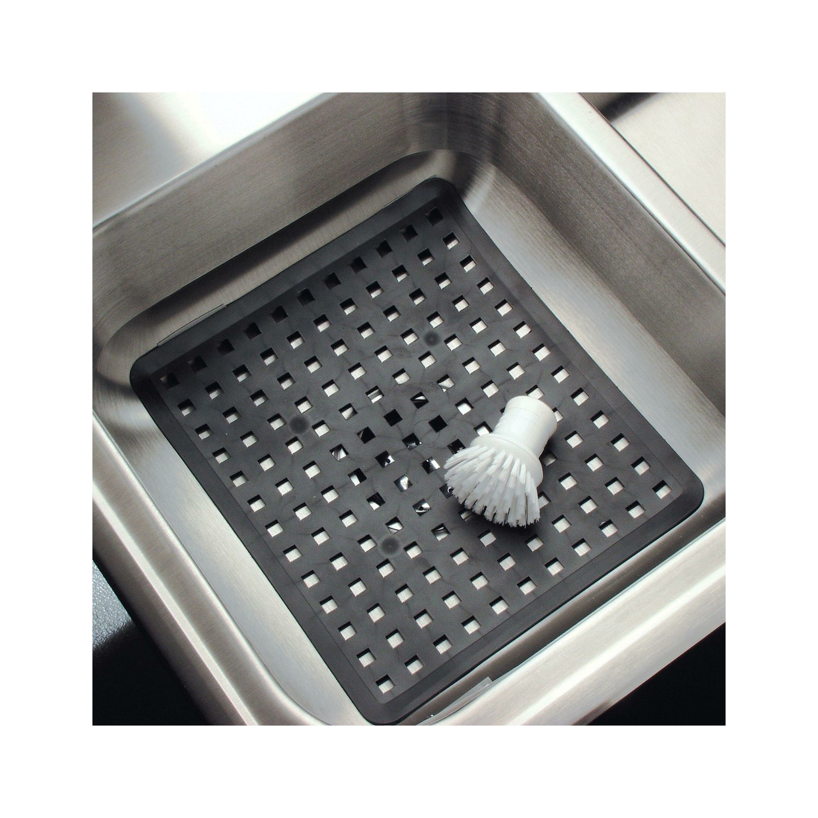 InterDesign Euro Kitchen Sink Protector Mat, Regular, Black 11in x 12