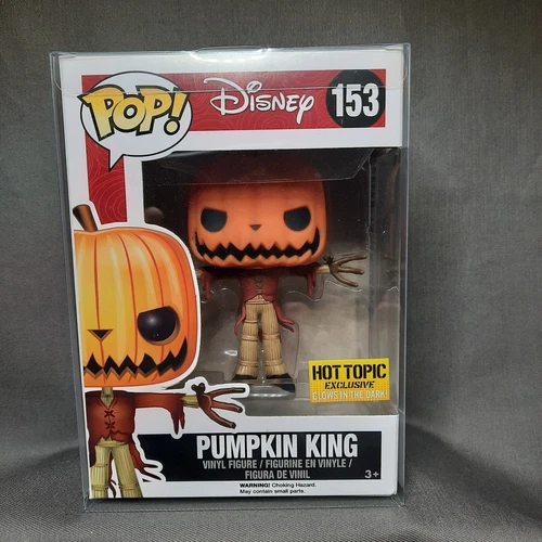 Funko Pop! Disney, PUMPKIN KING #153 Hot Topic Exclusive GITD w/Protector GLOW!
