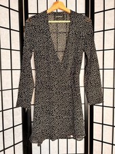 Reformation Dress Gjelina Warp Mini Nebraska Black Floral Long Sleeve Size XS