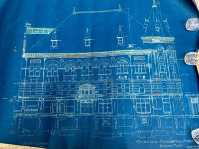 16 Architectural BLUEPRINTS 1897 MASONIC HALL TEMPLE ...