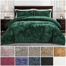 Chezmoi Collection Lux Distressed Velvet 3-Piece Lush Plush Velvet Comforter Set