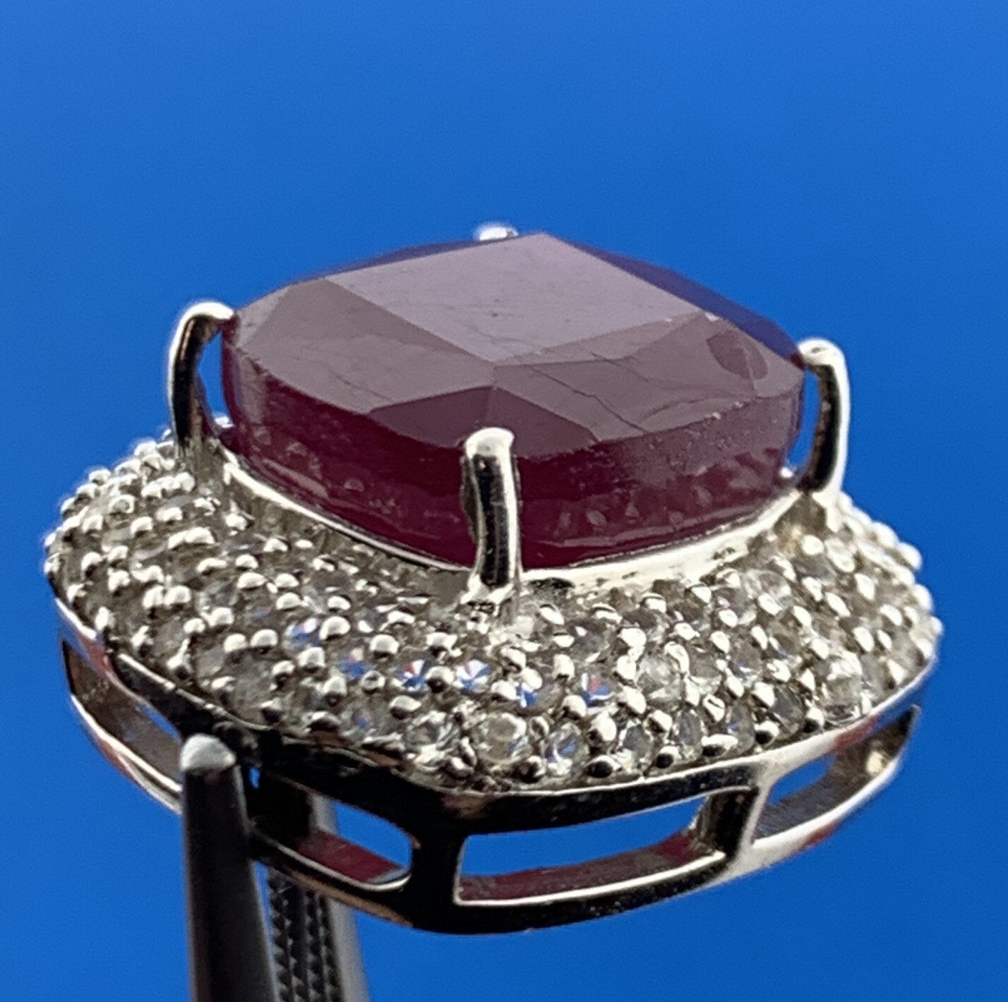 Designer Sterling Silver Ruby Solitaire Diamond A… - image 7