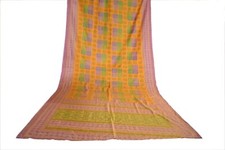 FNC Vintage Orange Sambalpuri Ikat Sarees Handwoven Art Silk Sari Fabric Antique