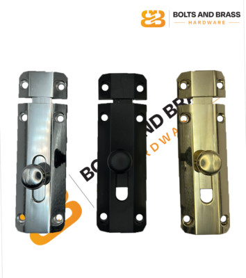 Stilvolles Schieberiegelschloss Messing chrom schwarz Bad Schuppen Tor halbrund 75-102 mm