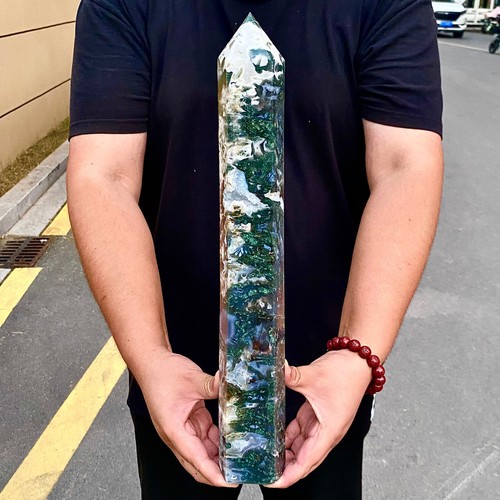 5.86LB Natural water grass agate wide column Obelisk quartz crystal sample colu - 第 11/12 張圖片