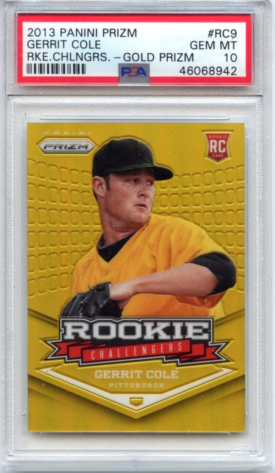 Super Rare GOLD/10 2013 PANINI PRIZM Rookie Challengers Gerrit Cole #RC9 PSA 10