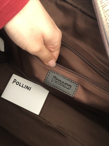 BORSONE POLLINI UNISEX DA LAVORO/VIAGGIO STAMPA BEIGE PELLE MARRONE NUOVOconLOGO - Foto 11 di 12