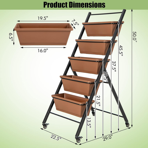 HAPPYGRILL Vertical Raised Garden Bed, 5-Layer Freestanding Garden Planter with - Picture 7 of 12